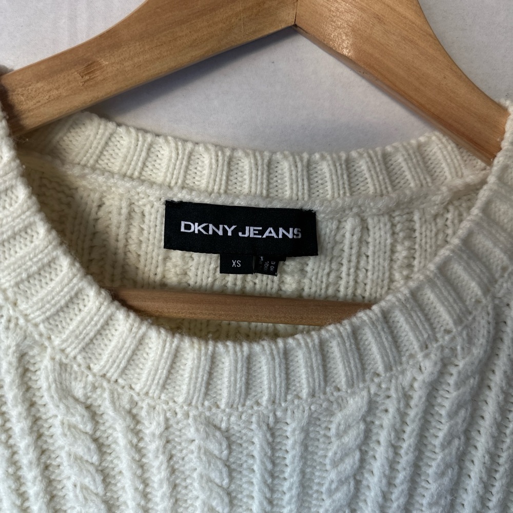 DKNY Women's Ivory Cable Knit Sweater